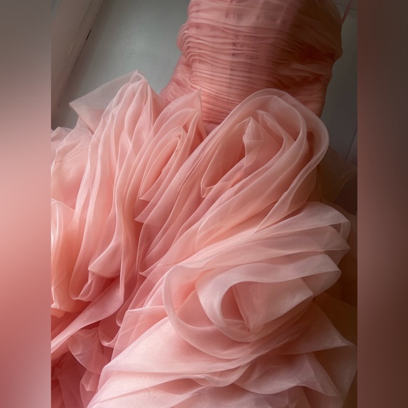 Luxury Pink/Peach 3D Floral Rosette long midi/ floor length gown - Picture 5 of 6